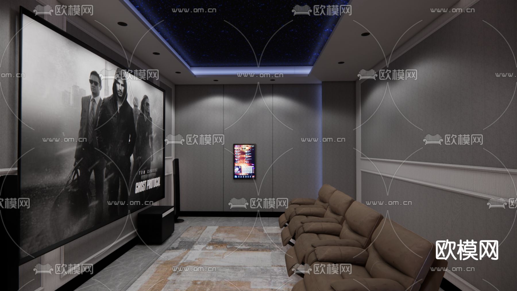 影音室 视听室 家庭影院su模型下载（渲染图1）