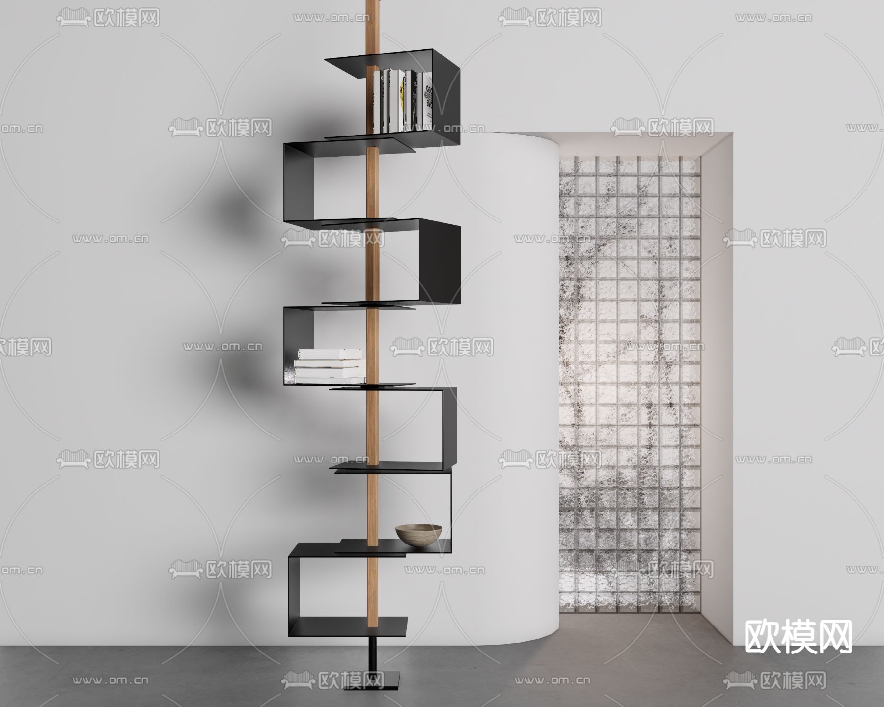 现代书架su模型下载（渲染图1）