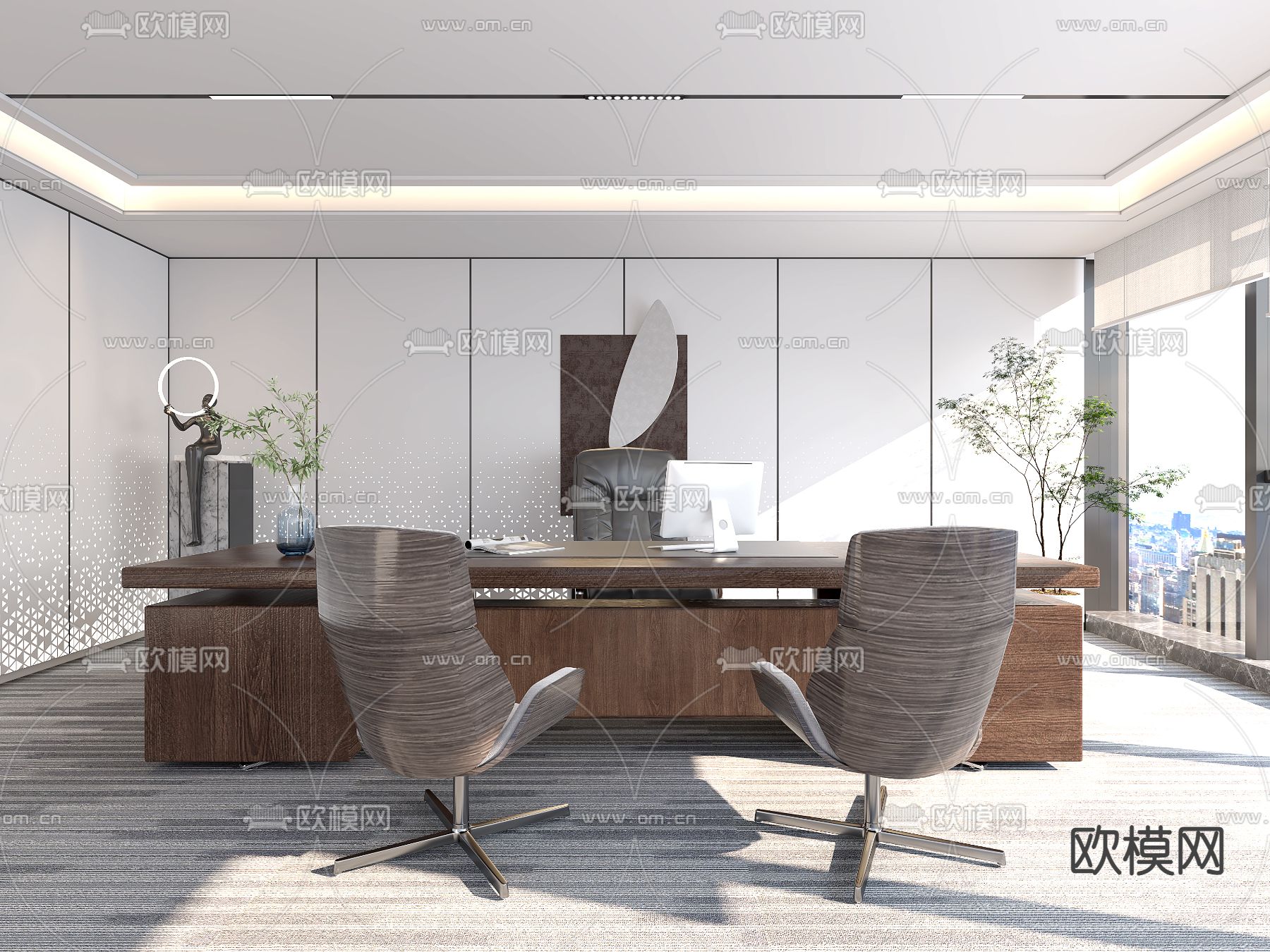 总经理室 董事长办公室免费3d模型下载（渲染图1）