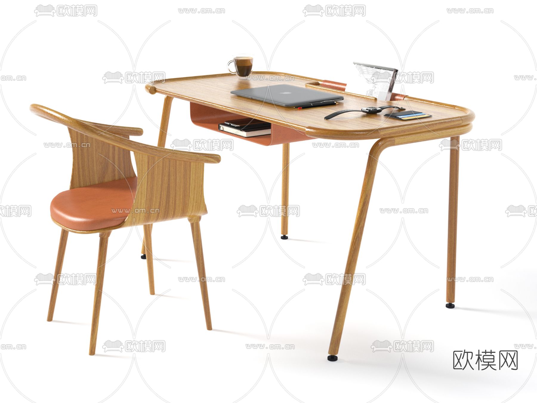北欧书桌椅3d模型下载（渲染图1）