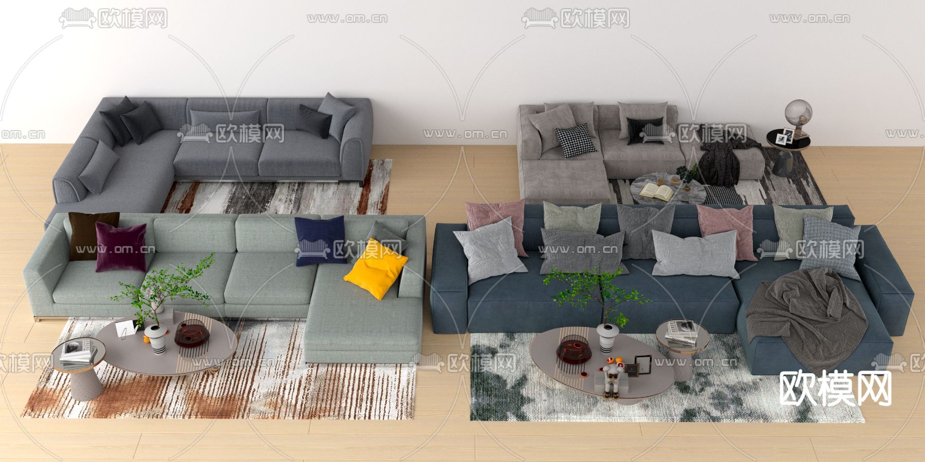 转角组合沙发3d模型下载_ID12198537_3dmax免费模型-欧模网
