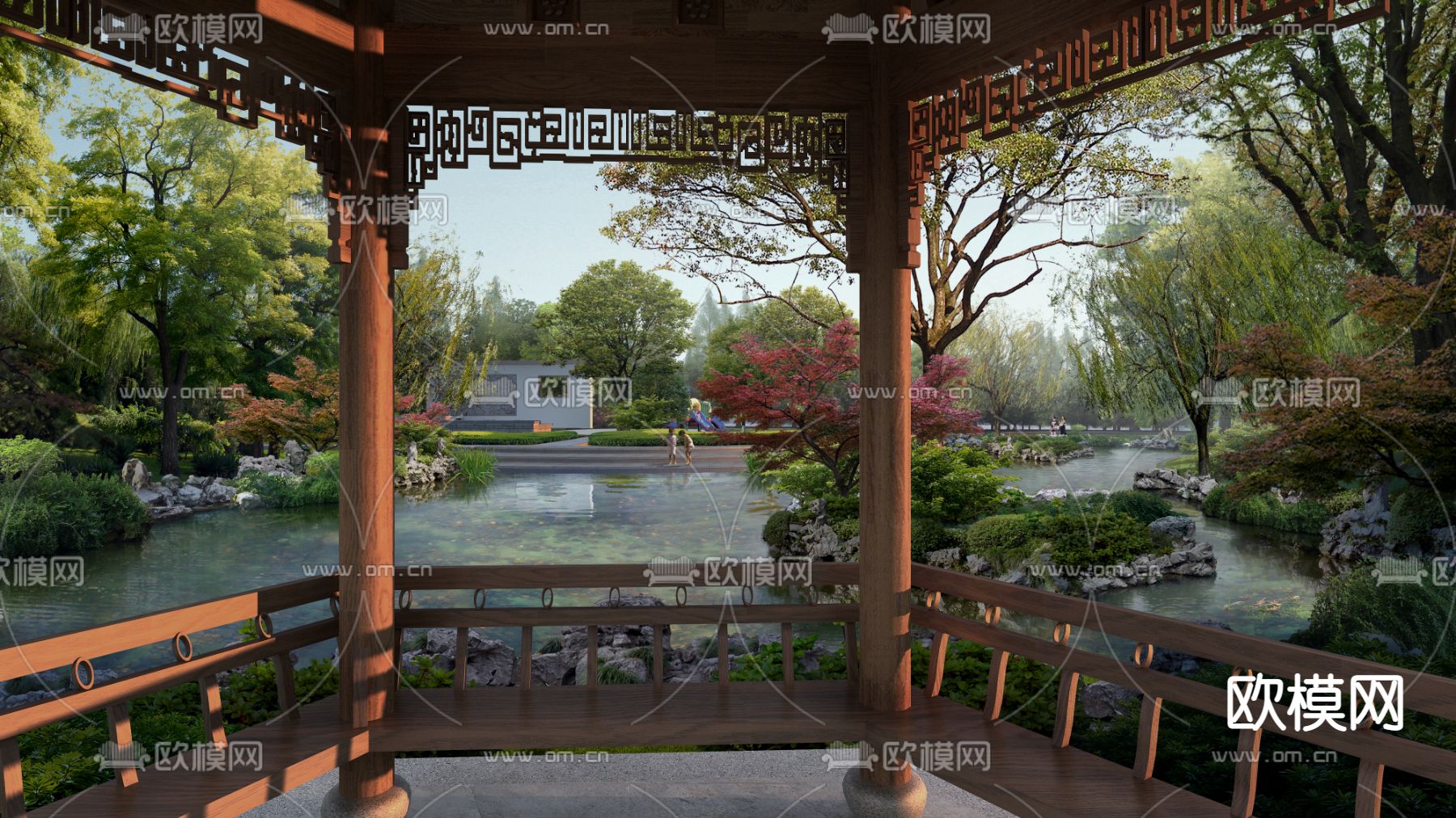 新中式园林景观psd下载_ID12199096_3dmax免费模型-欧模网