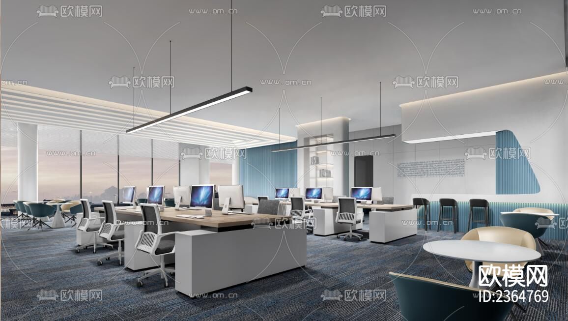 极简办公楼CAD施工图下载（渲染图2）