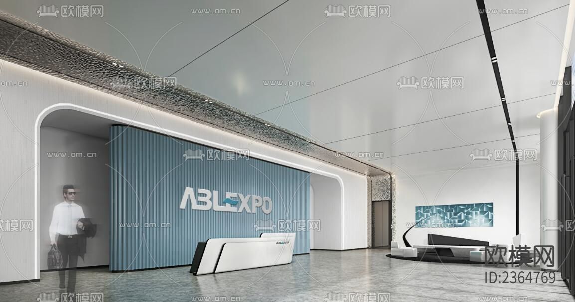 极简办公楼CAD施工图下载（渲染图4）