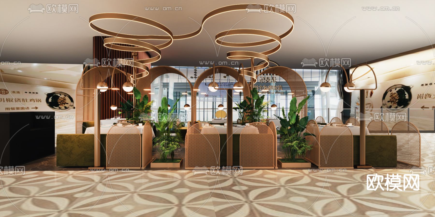 现代网红餐厅3d模型下载（渲染图2）
