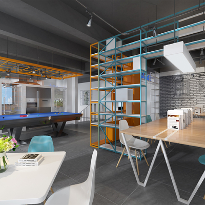  现代办公室休闲区su模型 