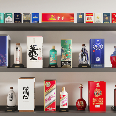  白酒 酒水 香烟su模型 