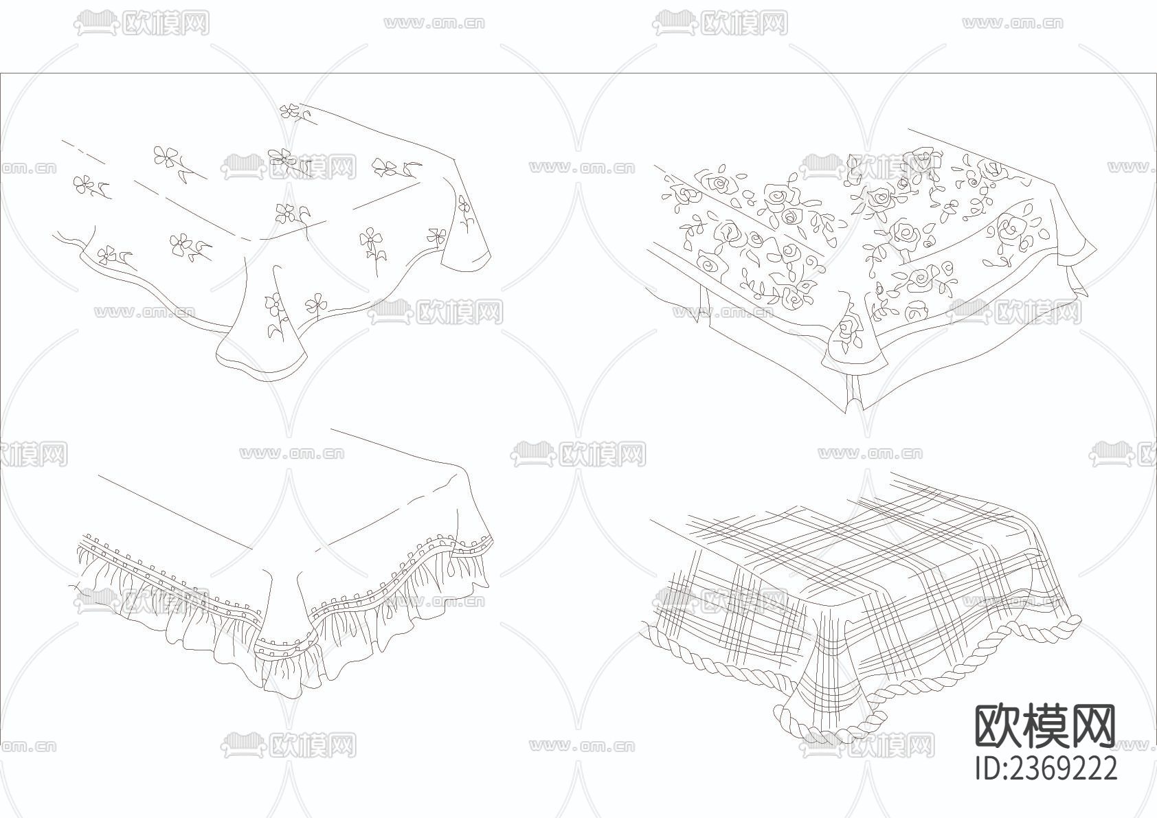 床罩素材图cad图库下载（渲染图2）