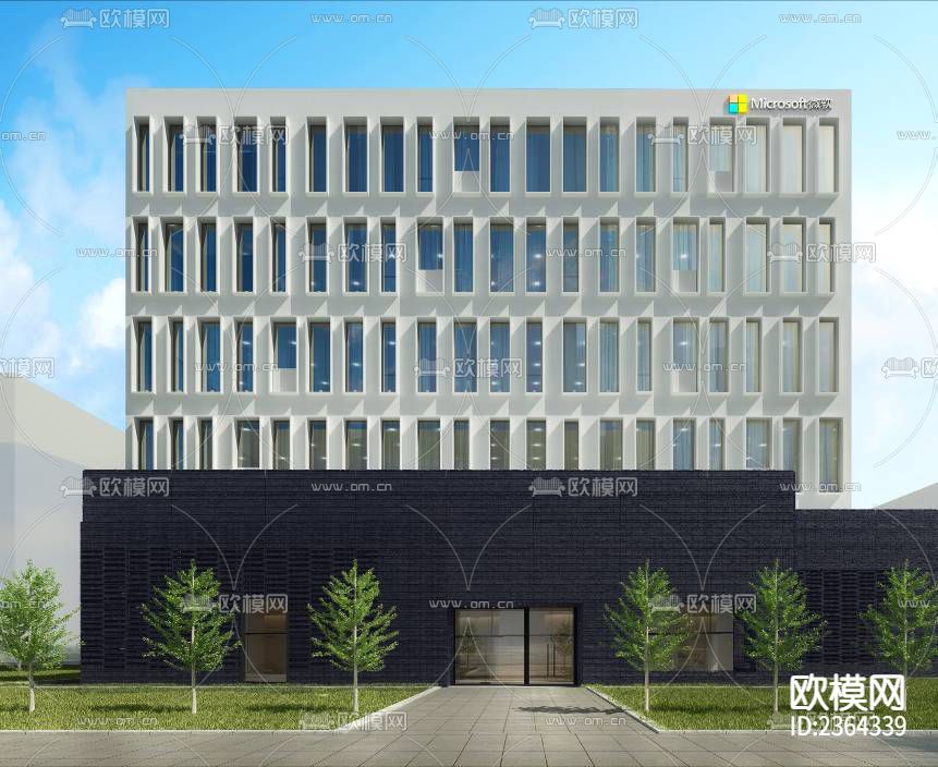 办公楼CAD施工图下载（渲染图8）