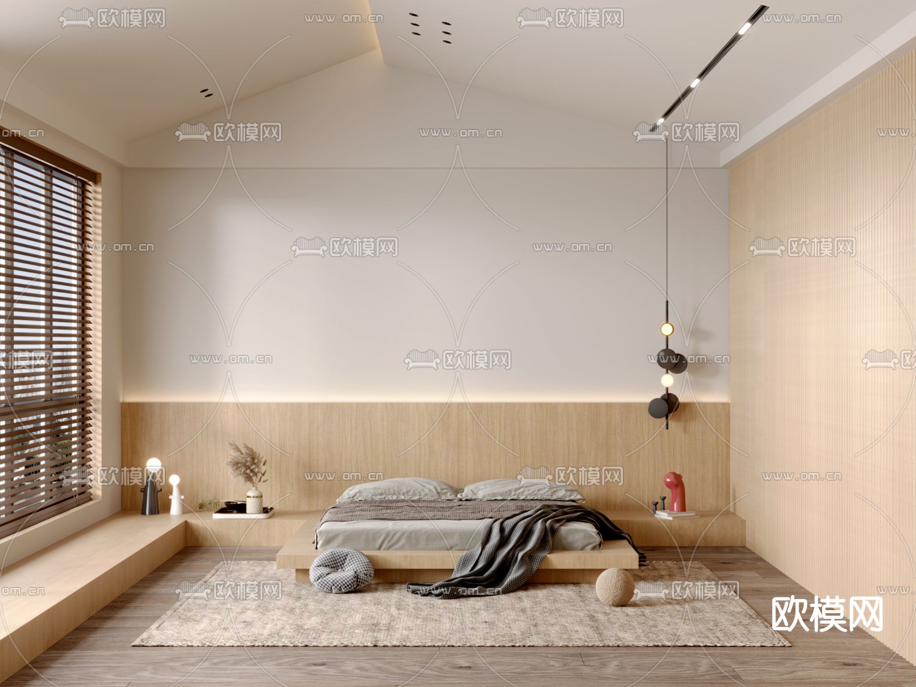 日式卧室 主人房3d模型下载（渲染图1）