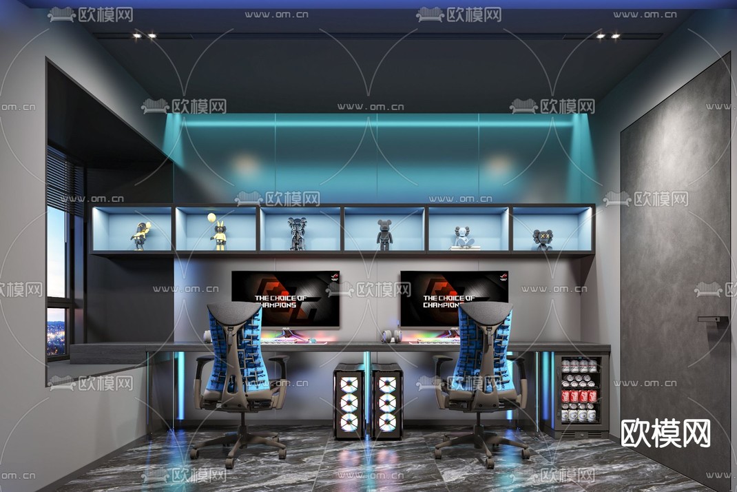 电竞房 游戏房 电玩房3d模型下载_ID12198660_3dmax免费模型-欧模网