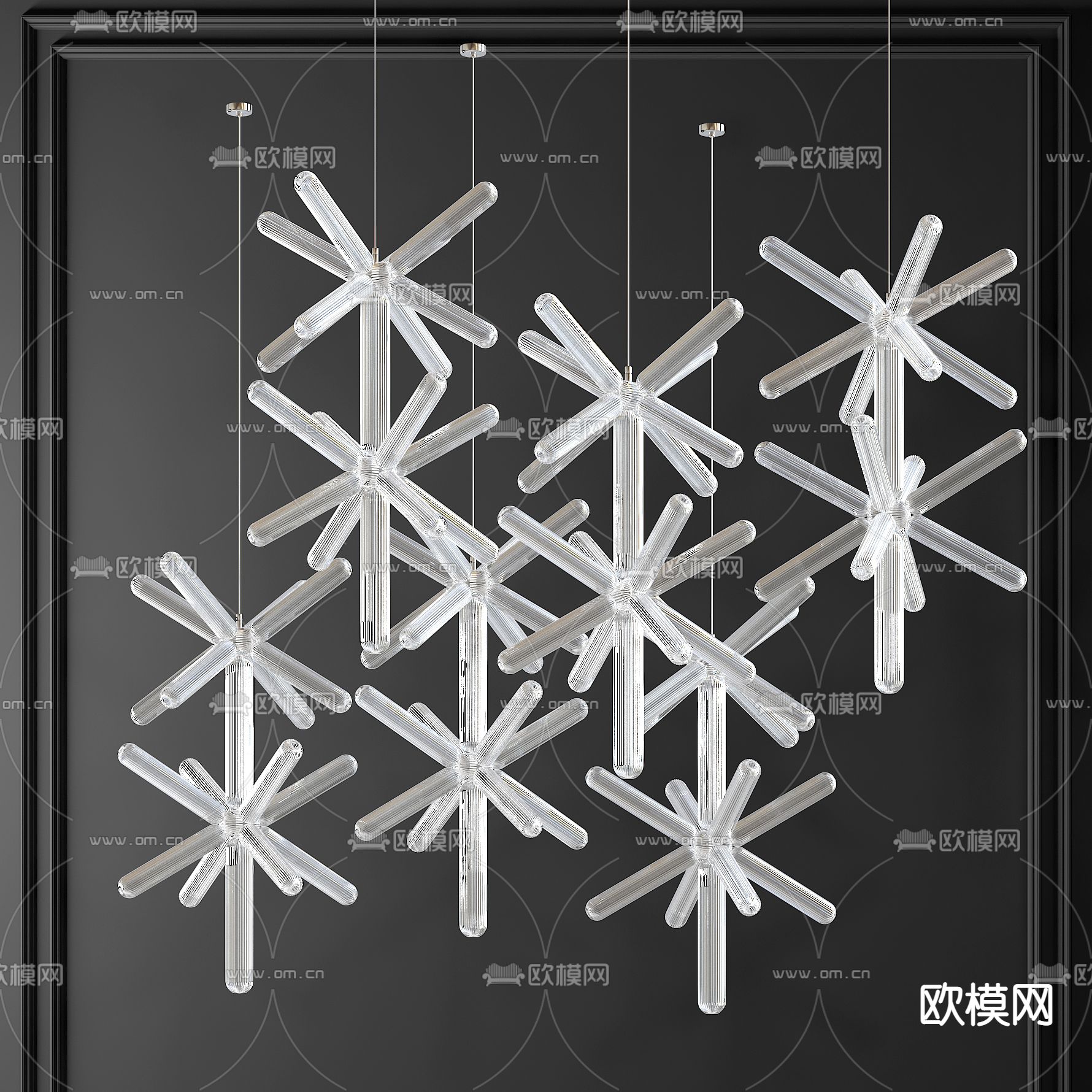 现代水晶吊灯3d模型下载