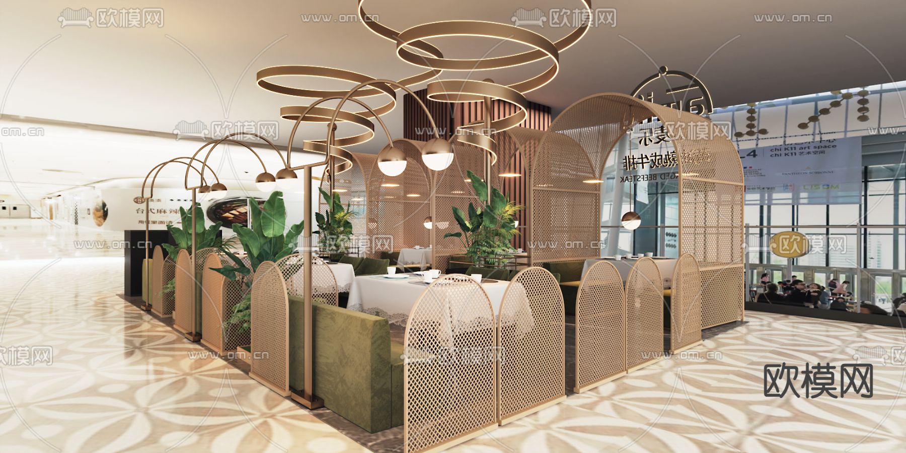 现代网红餐厅3d模型下载（渲染图1）