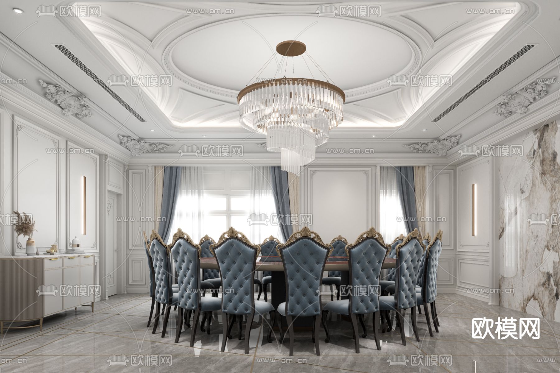 餐厅包厢 包房 包间3d模型下载（渲染图1）