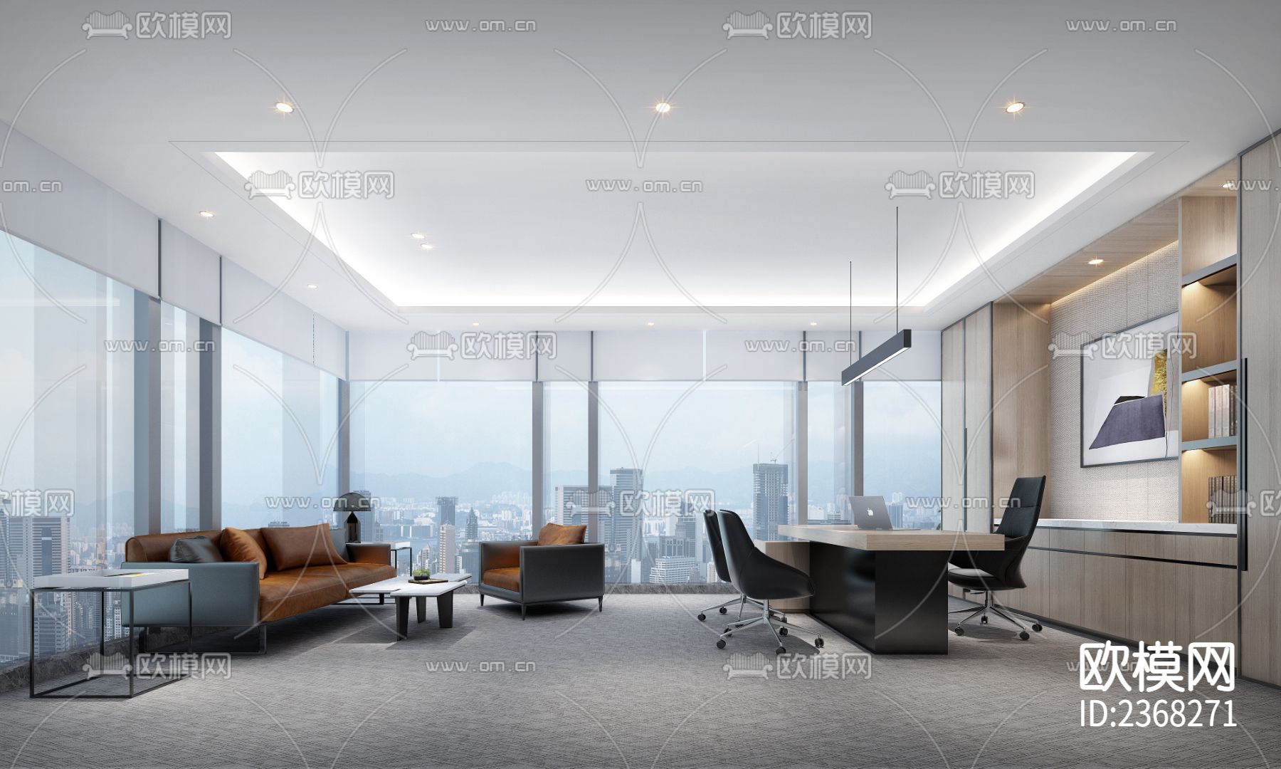 华润银行办公空间cad施工图下载（渲染图5）