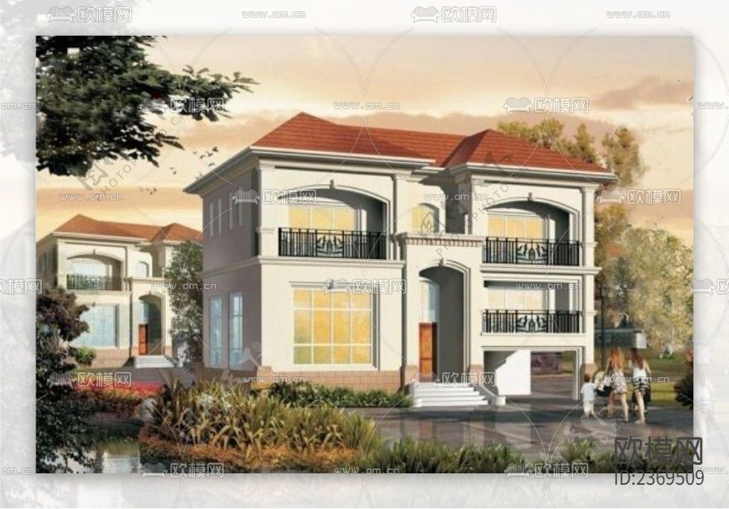 别墅住宅建筑结构CAD施工图下载（渲染图1）