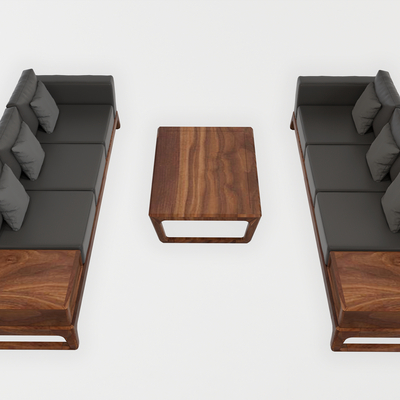  中式洽谈桌椅 办公沙发su模型 