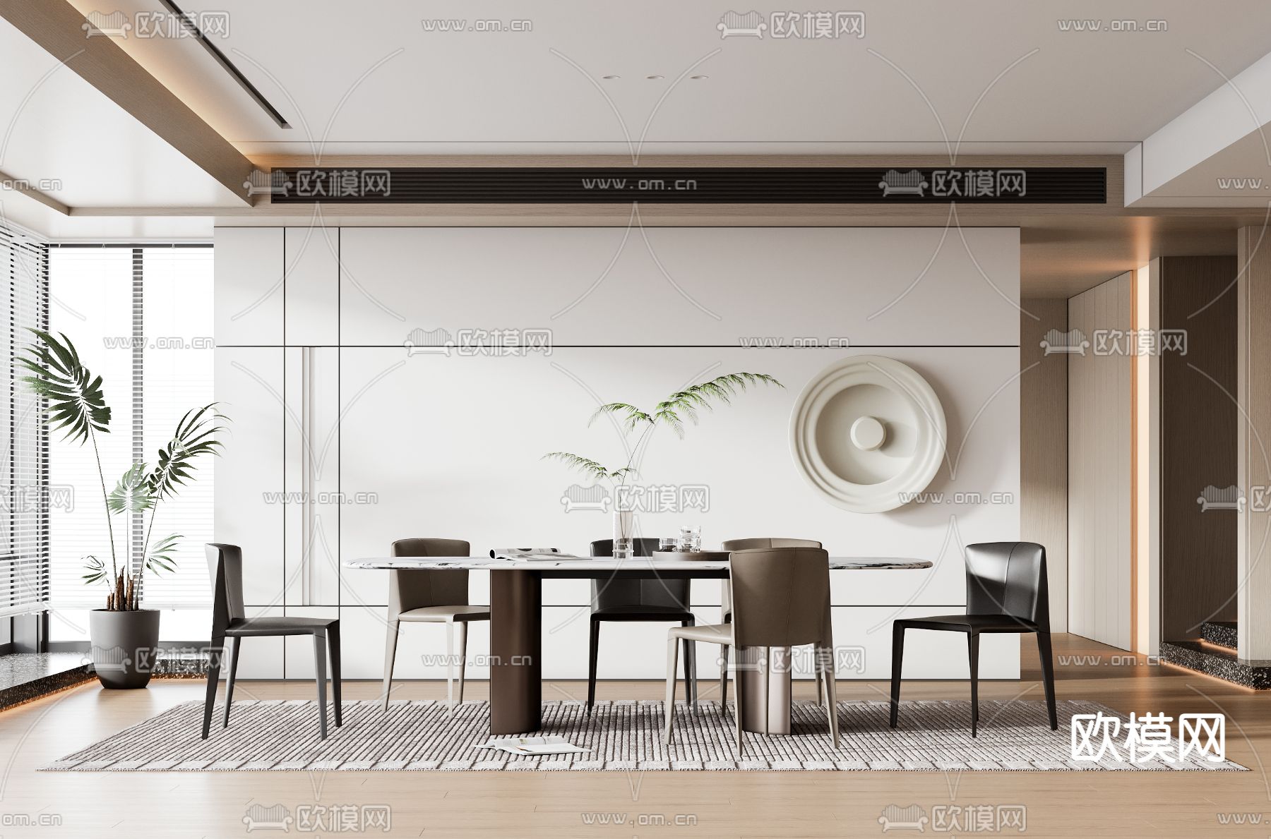 现代餐厅3d模型下载_ID12198964_3dmax免费模型-欧模网