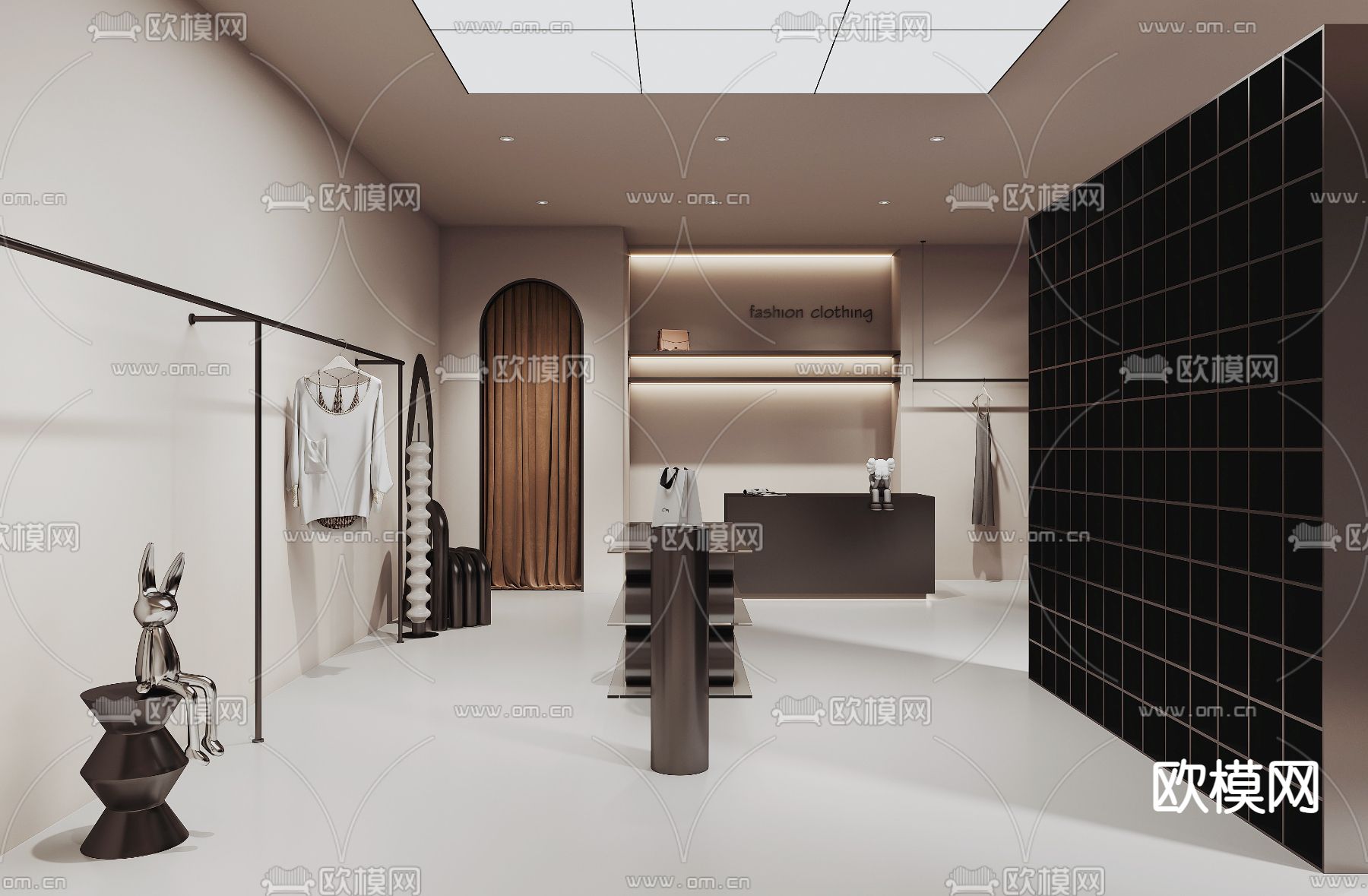 现代服装店女装店su模型下载（渲染图4）