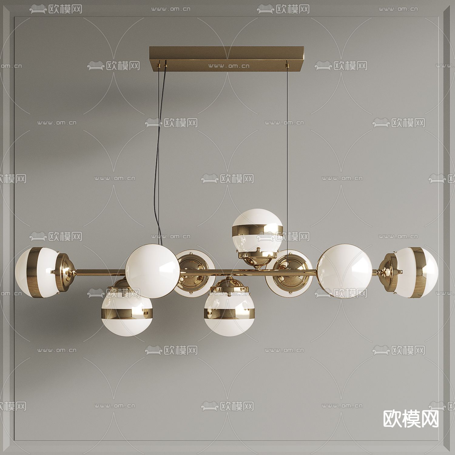轻奢多头球形吊灯3d模型下载