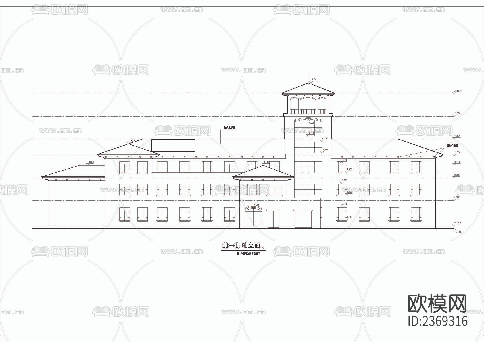 办公楼全套建筑CAD施工图下载（渲染图2）