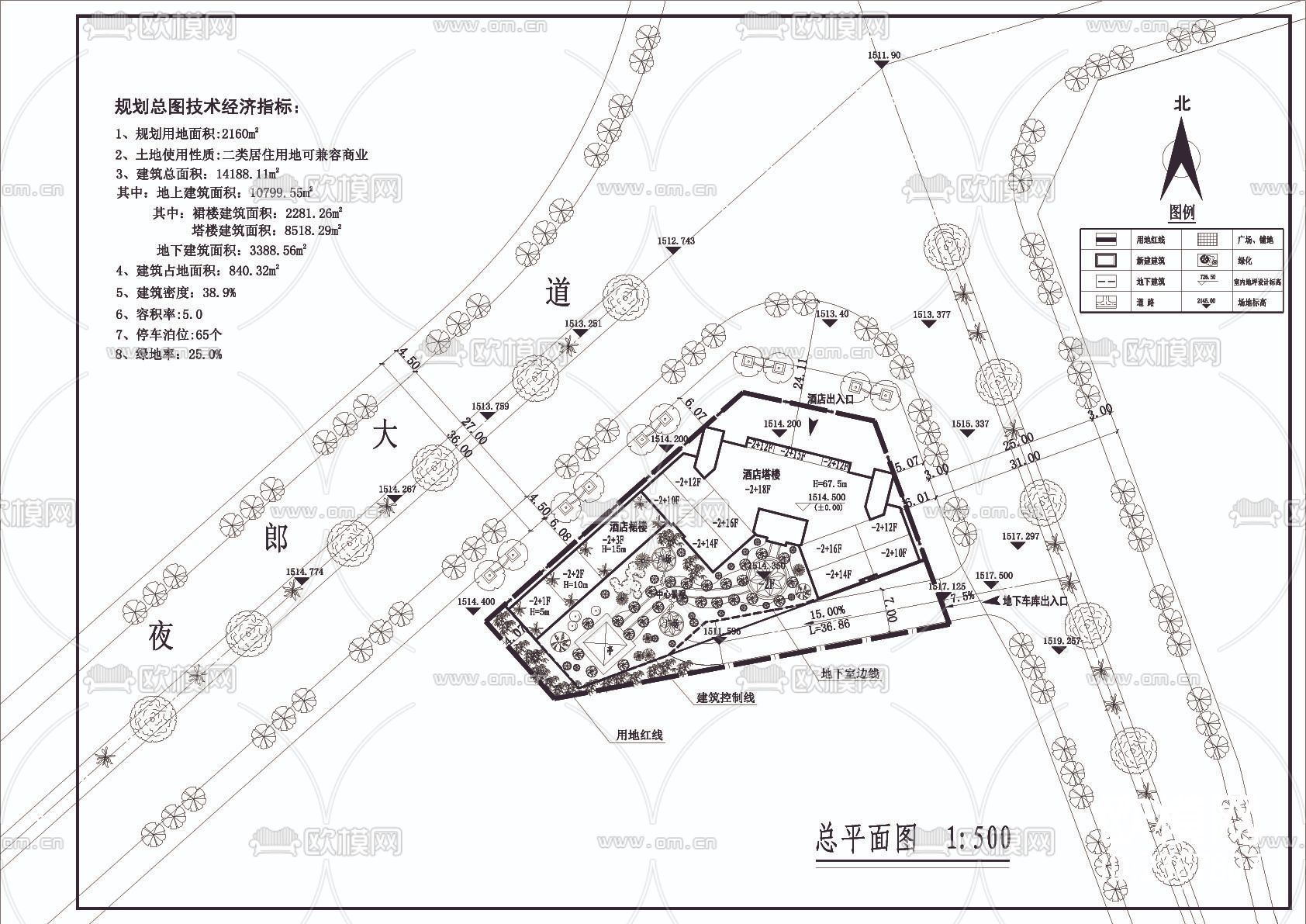 特色转角酒店建筑CAD施工图下载（渲染图1）