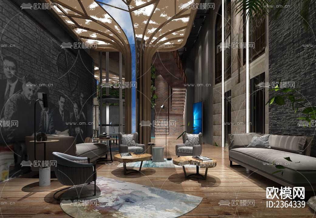 办公楼CAD施工图下载（渲染图3）