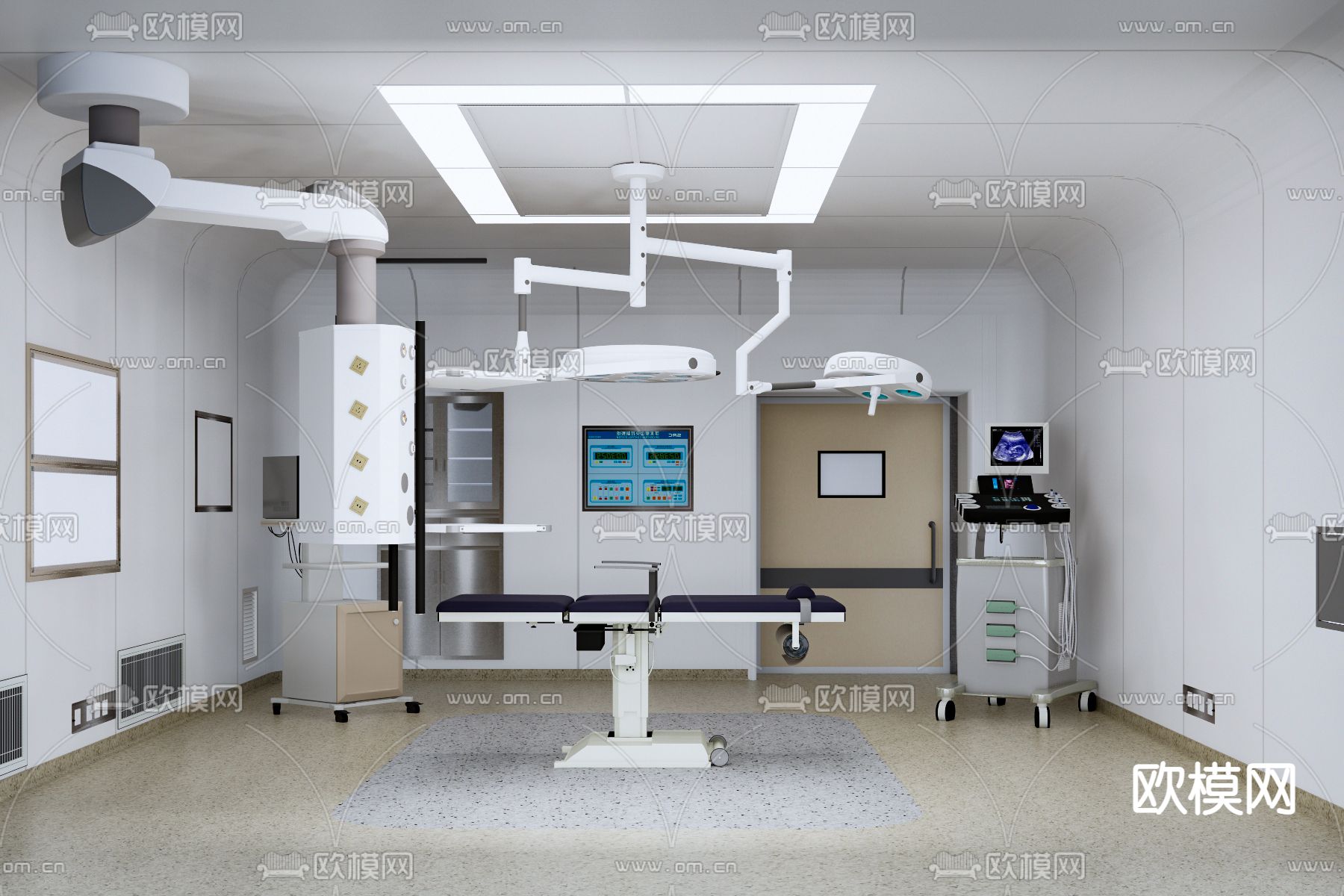 现代医院手术室su模型下载（渲染图1）