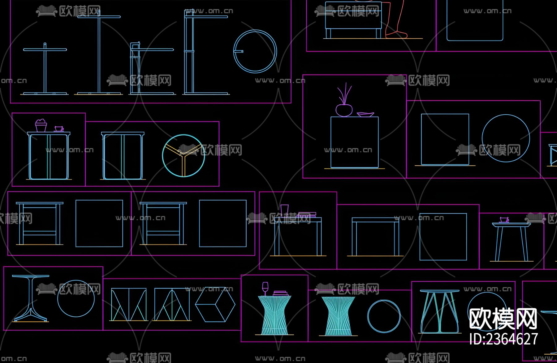 箱式凳子CAD图库下载（渲染图2）