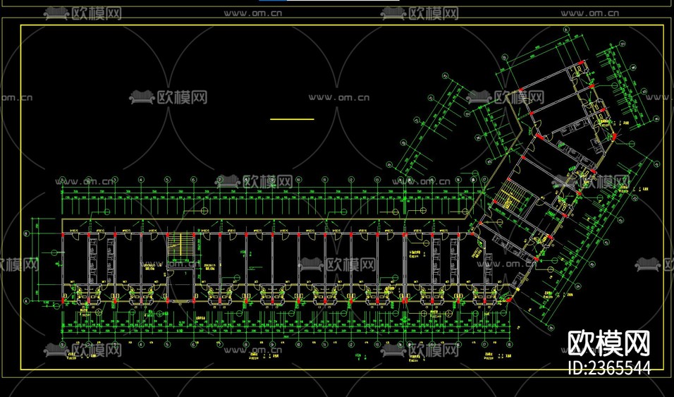 工業(yè)區(qū)宿舍建筑CAD施工圖下載(渲染圖2)