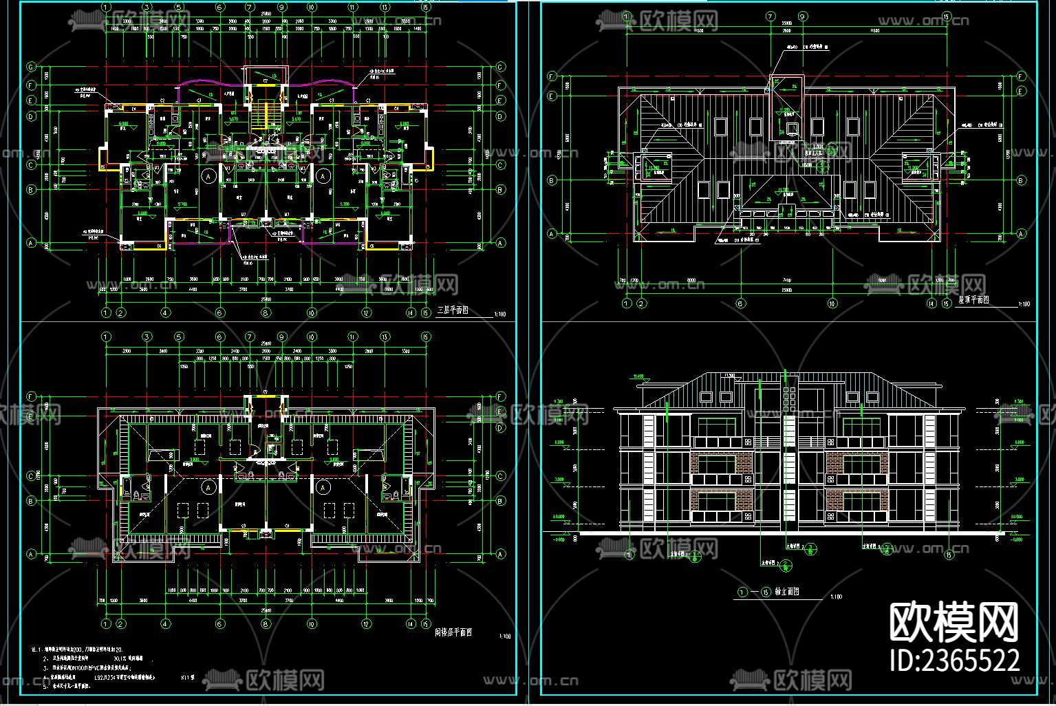 公寓建筑CAD施工图下载（渲染图3）