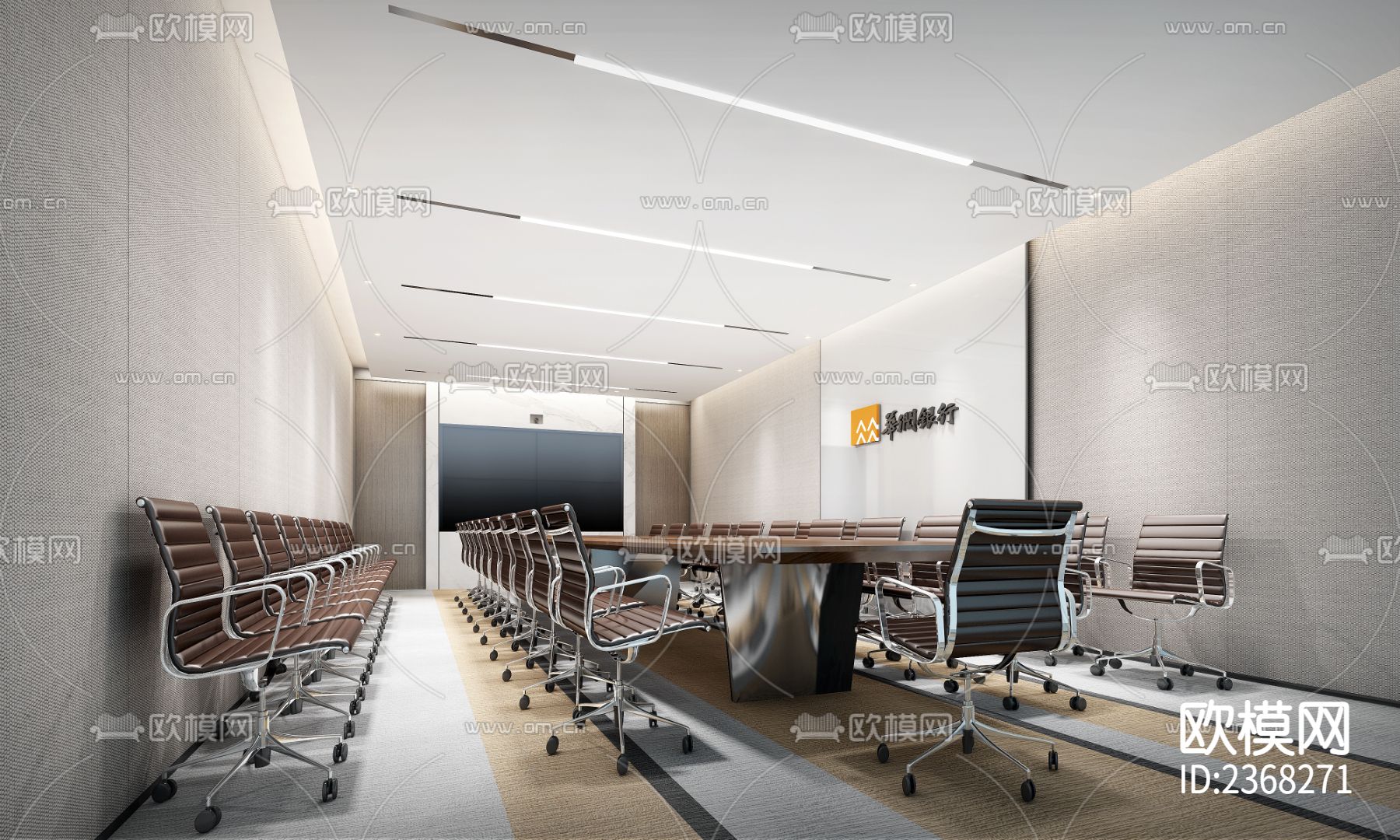 华润银行办公空间cad施工图下载（渲染图3）