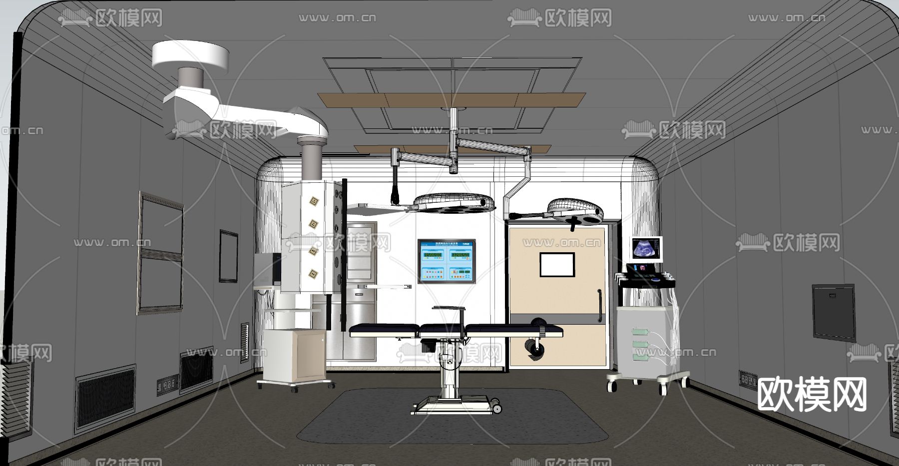 现代医院手术室su模型下载（渲染图2）