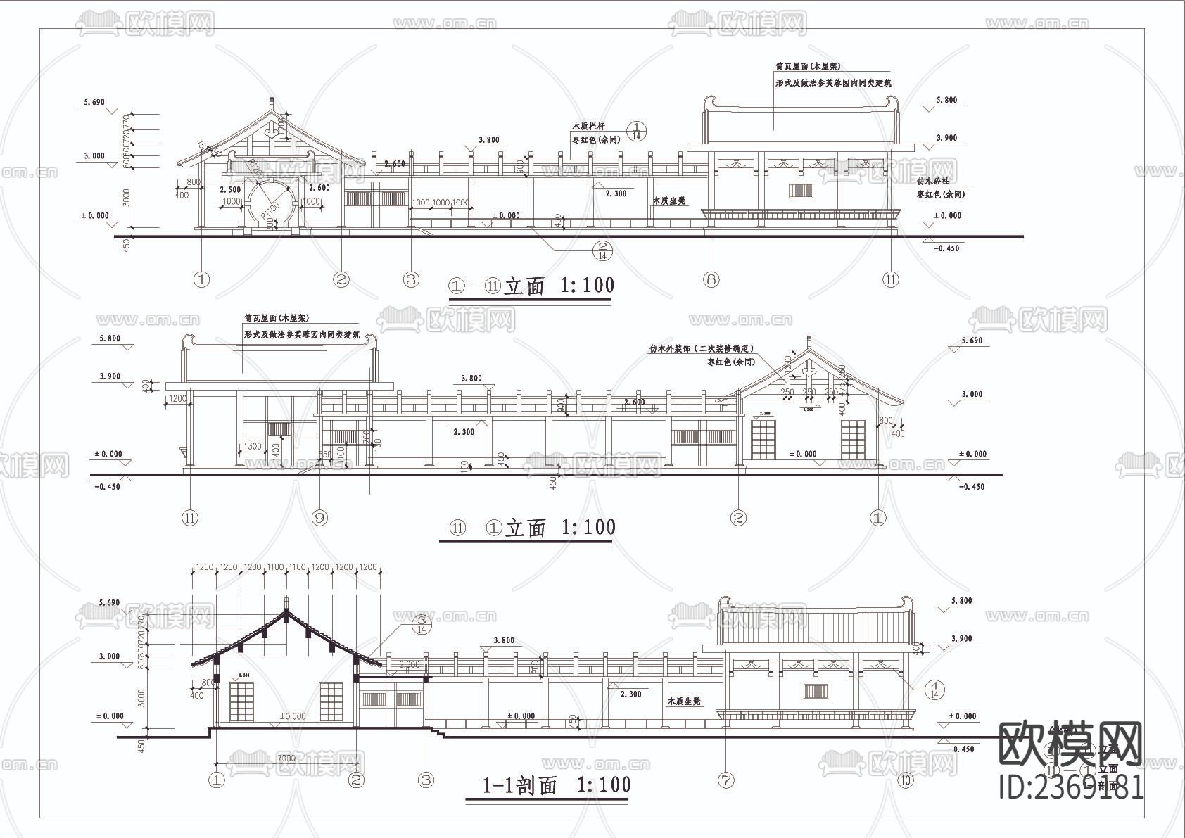 水榭建筑cad施工图下载（渲染图4）