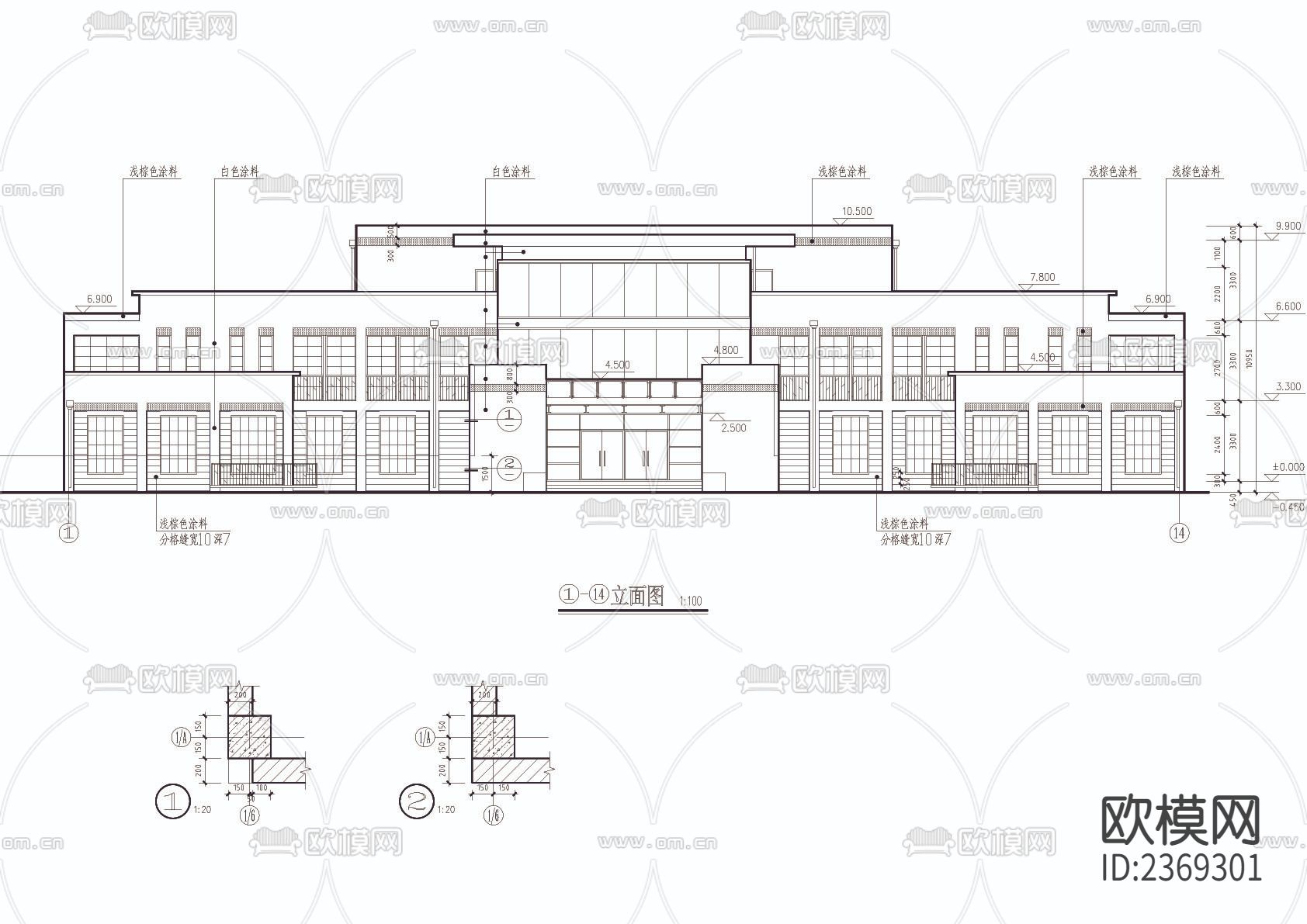 3层办公楼建筑CAD施工图下载（渲染图3）
