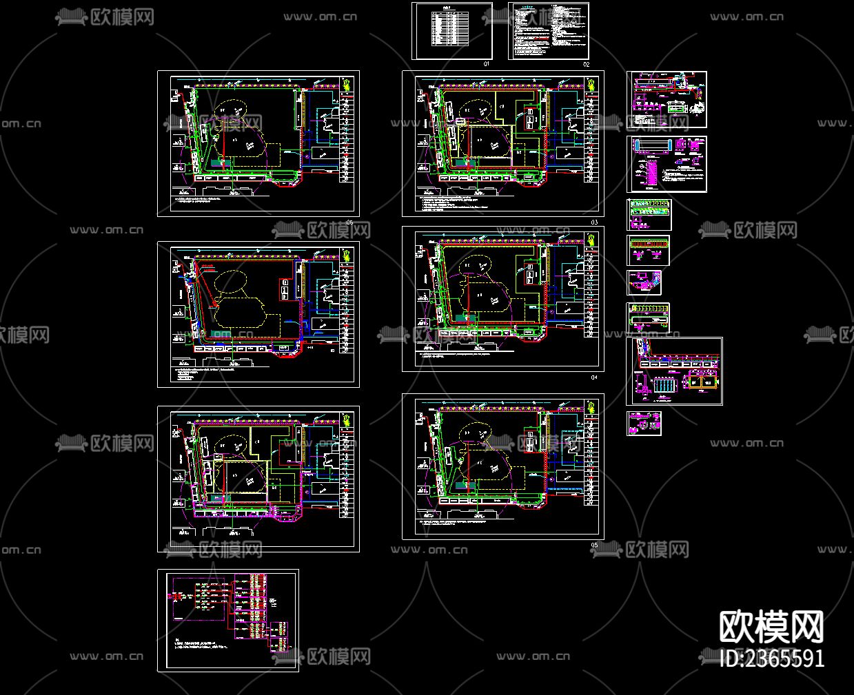 办公楼工程CAD施工图-免费3dmax模型库-欧模网