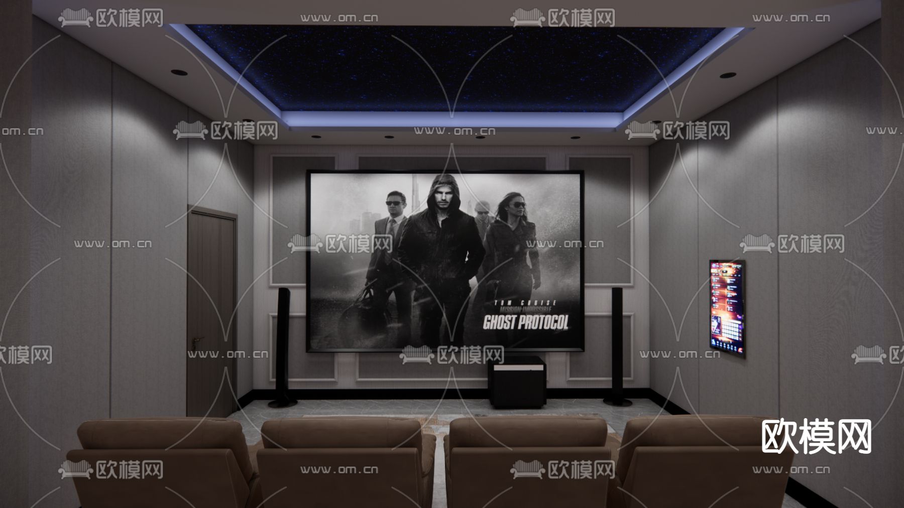 影音室 视听室 家庭影院su模型下载（渲染图2）