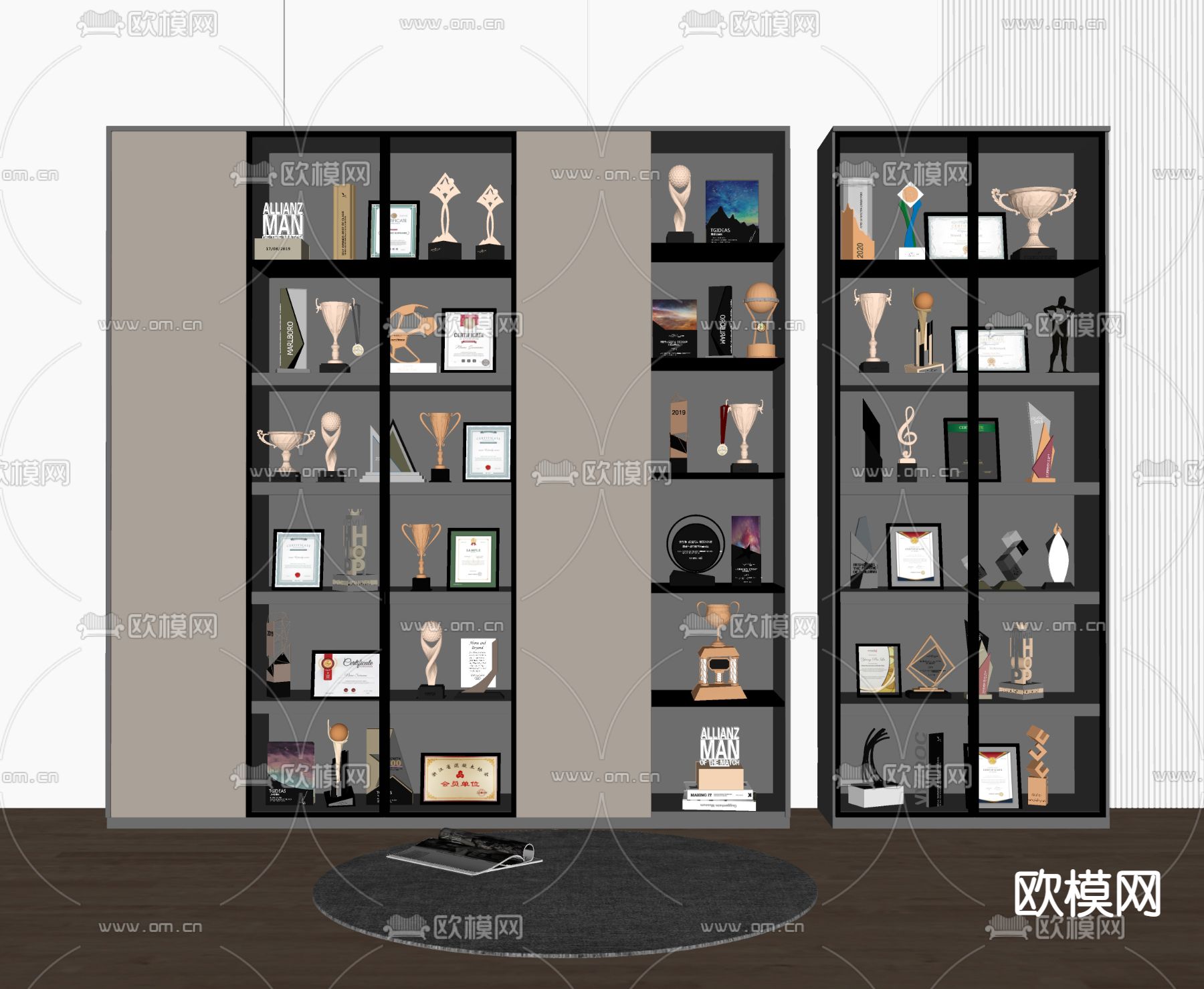 玻璃奖杯陈列柜 展示柜su模型