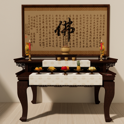  中式神台佛台su模型 
