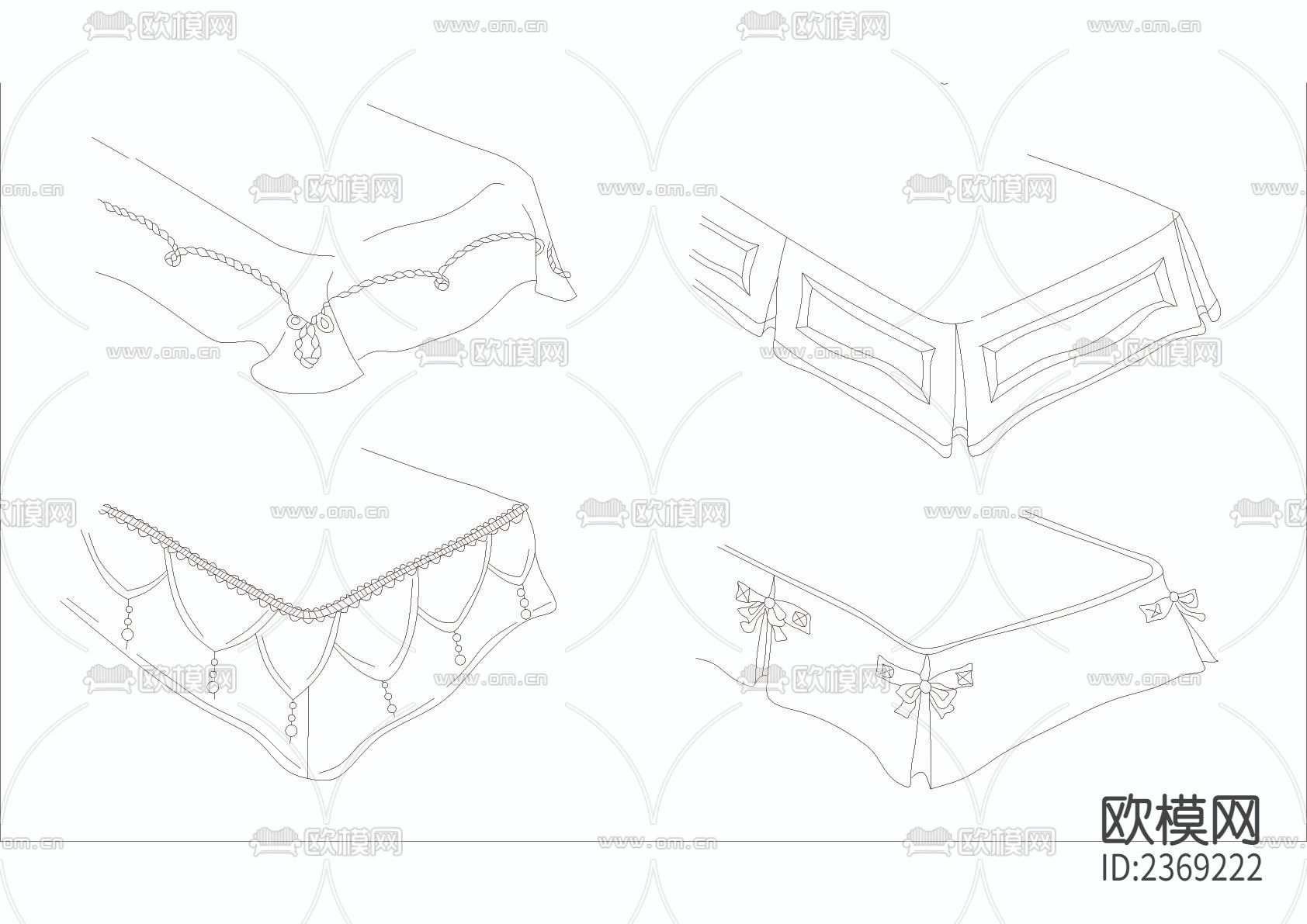 床罩素材图cad图库下载（渲染图3）