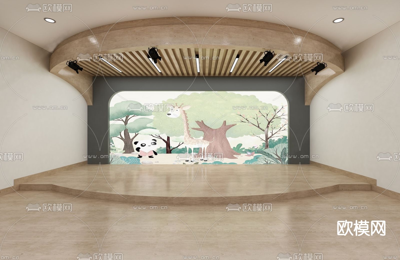 现代幼儿园表演活动室su模型
