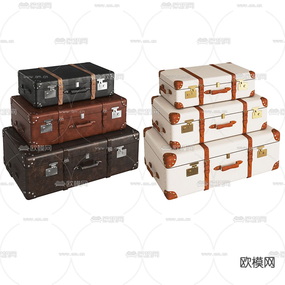 工业风箱子 皮箱 行李箱3d模型下载（渲染图1）