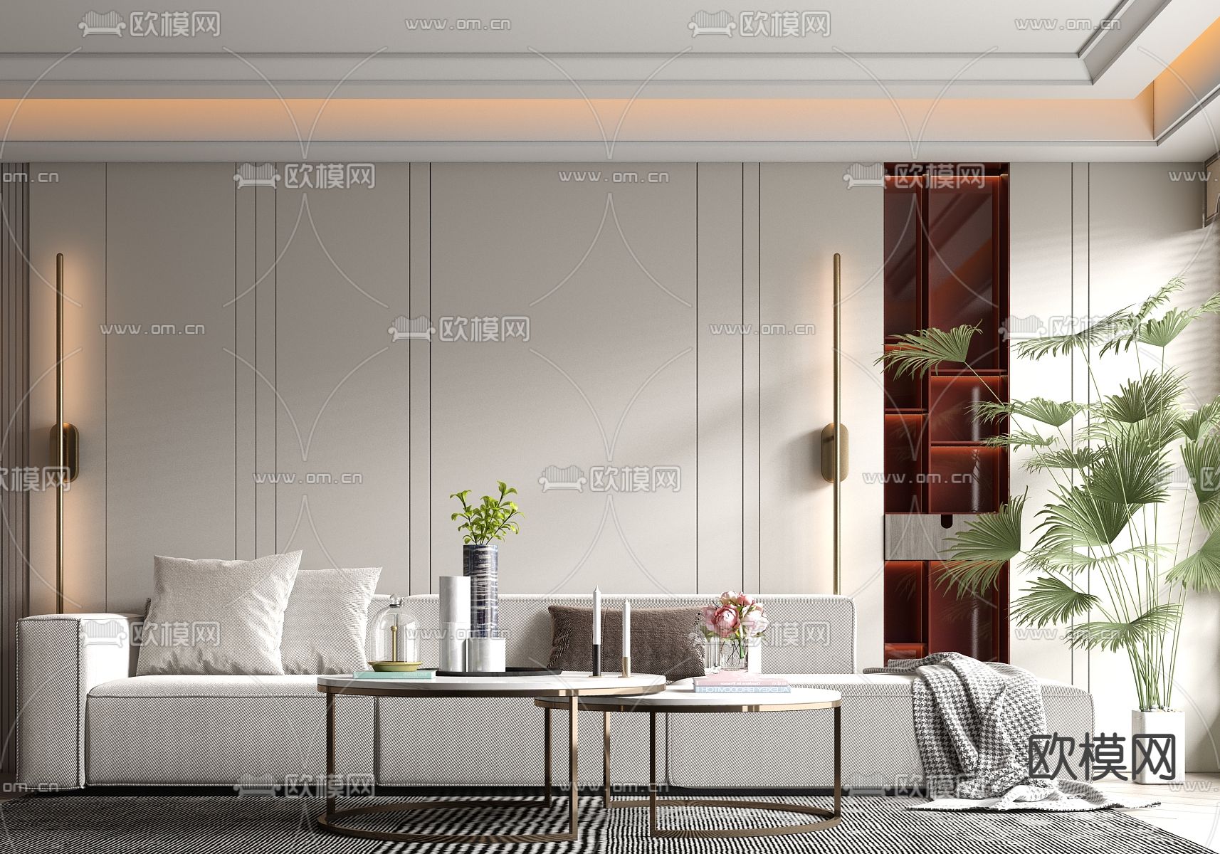 轻奢多人沙发 软体沙发3d模型下载