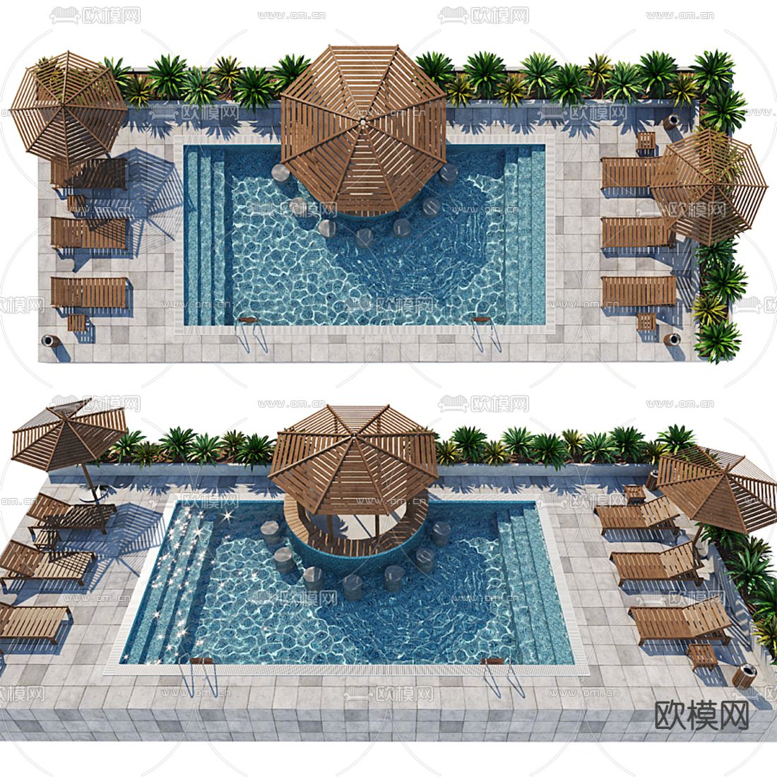 户外庭院游泳池3d模型