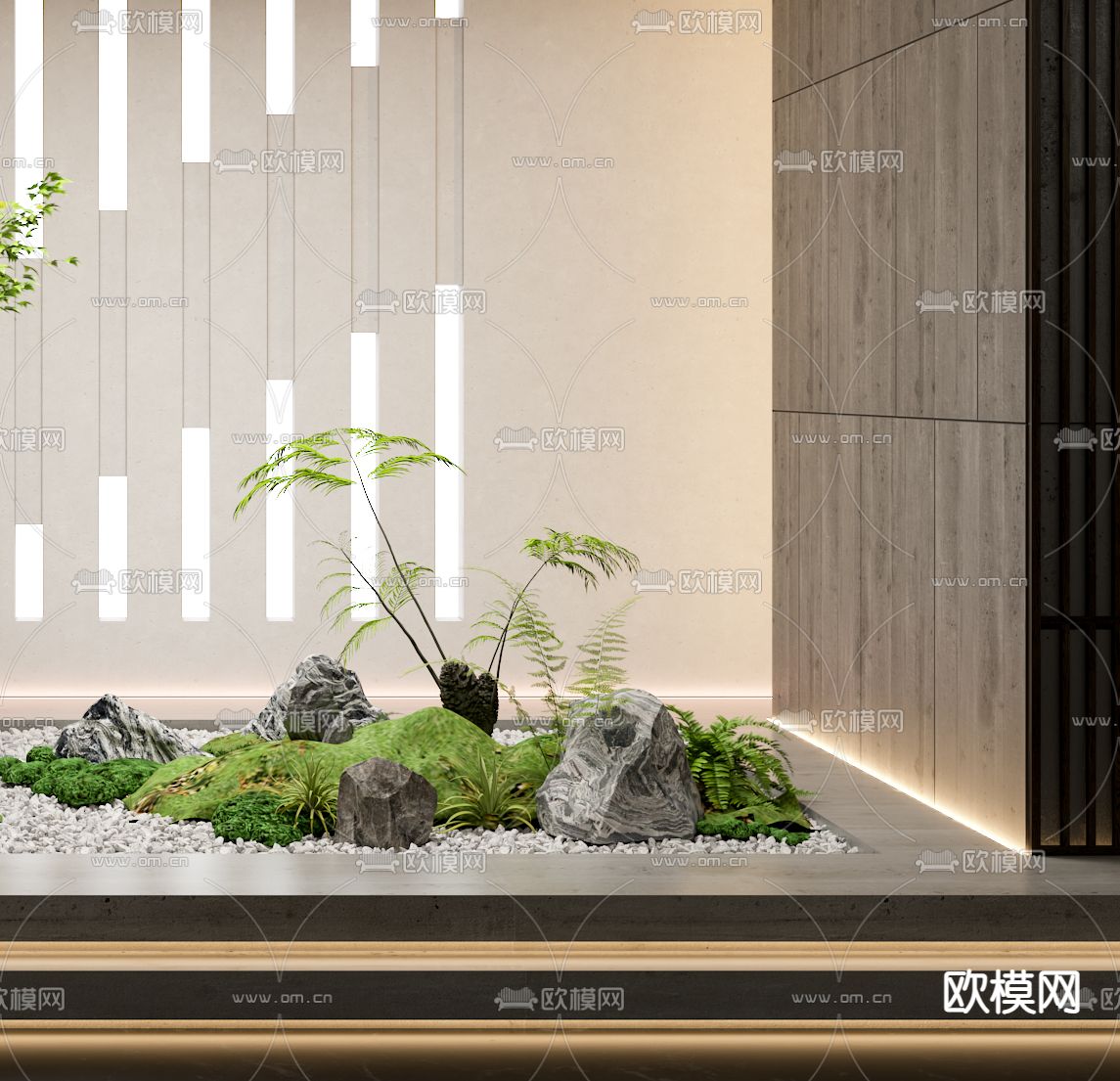 室内假石苔藓 绿植造景3d模型下载（渲染图3）