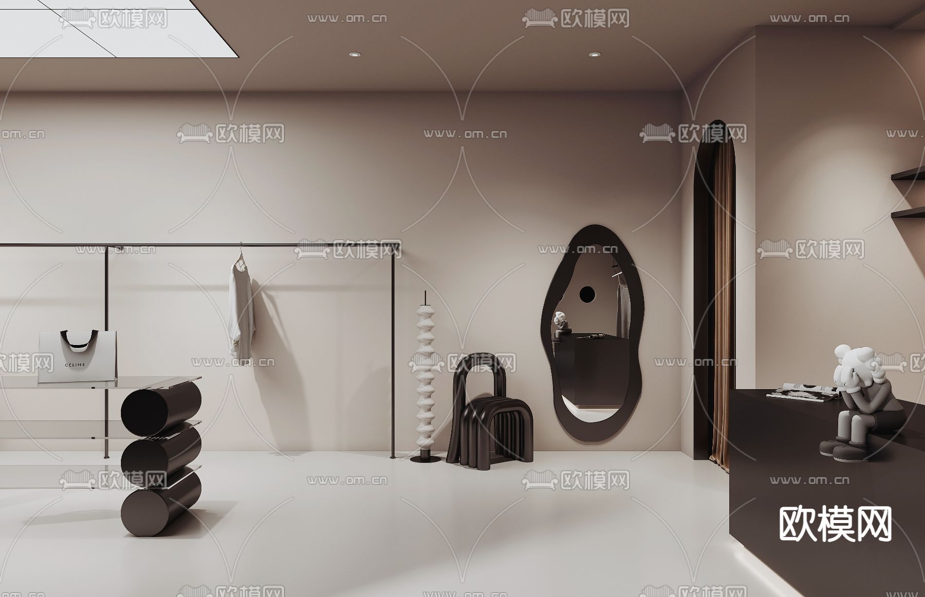 现代服装店女装店su模型下载（渲染图3）