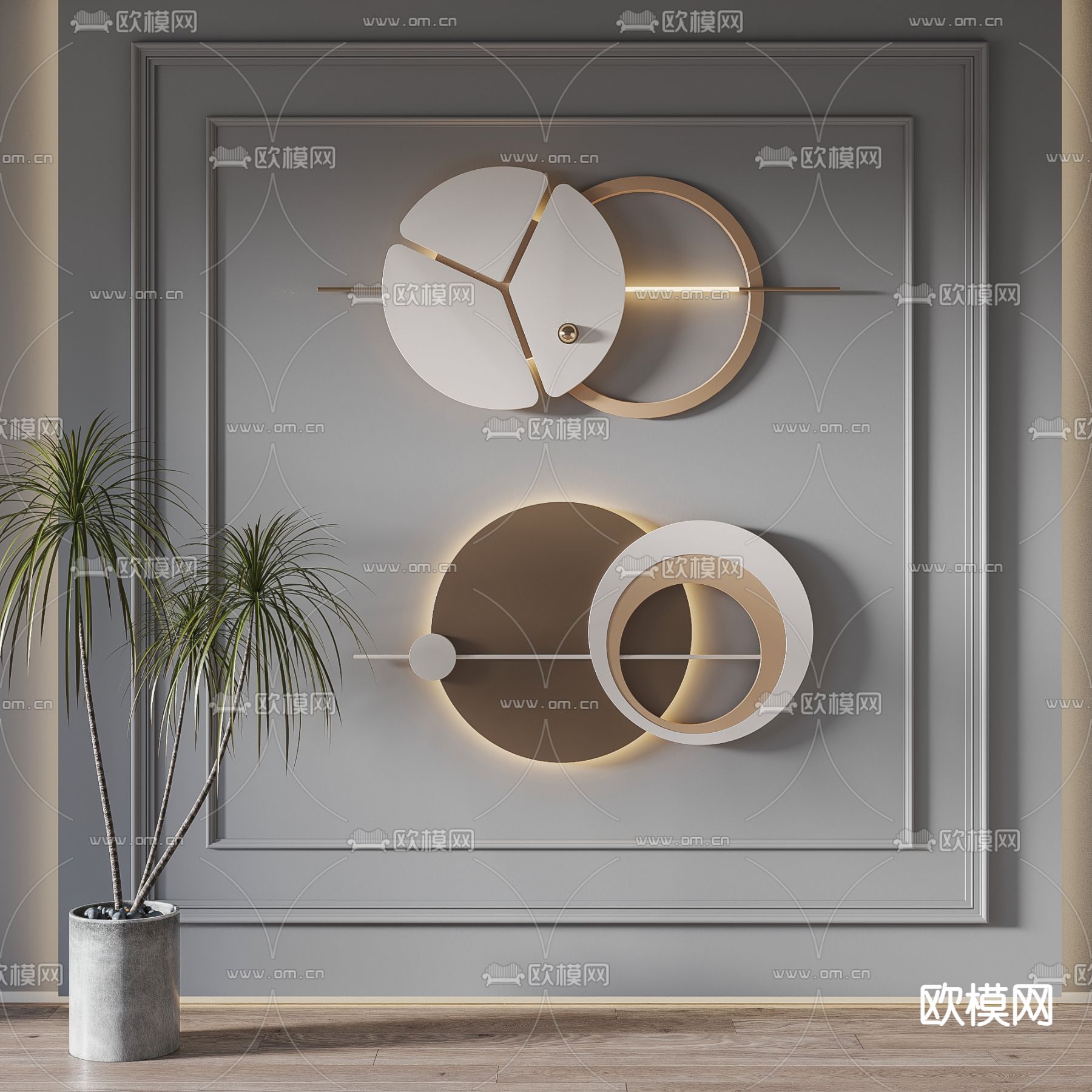 轻奢立体墙饰 挂件su模型下载