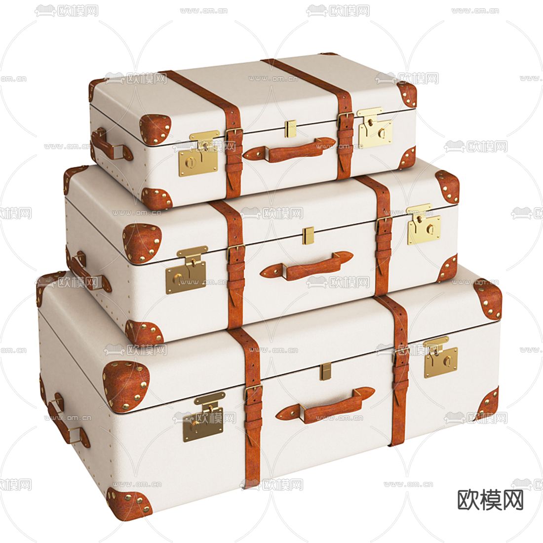 工业风箱子 皮箱 行李箱3d模型下载（渲染图3）