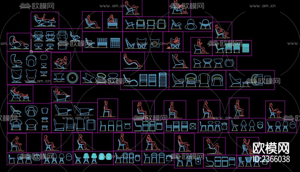 椅子CAD施工图下载（渲染图3）