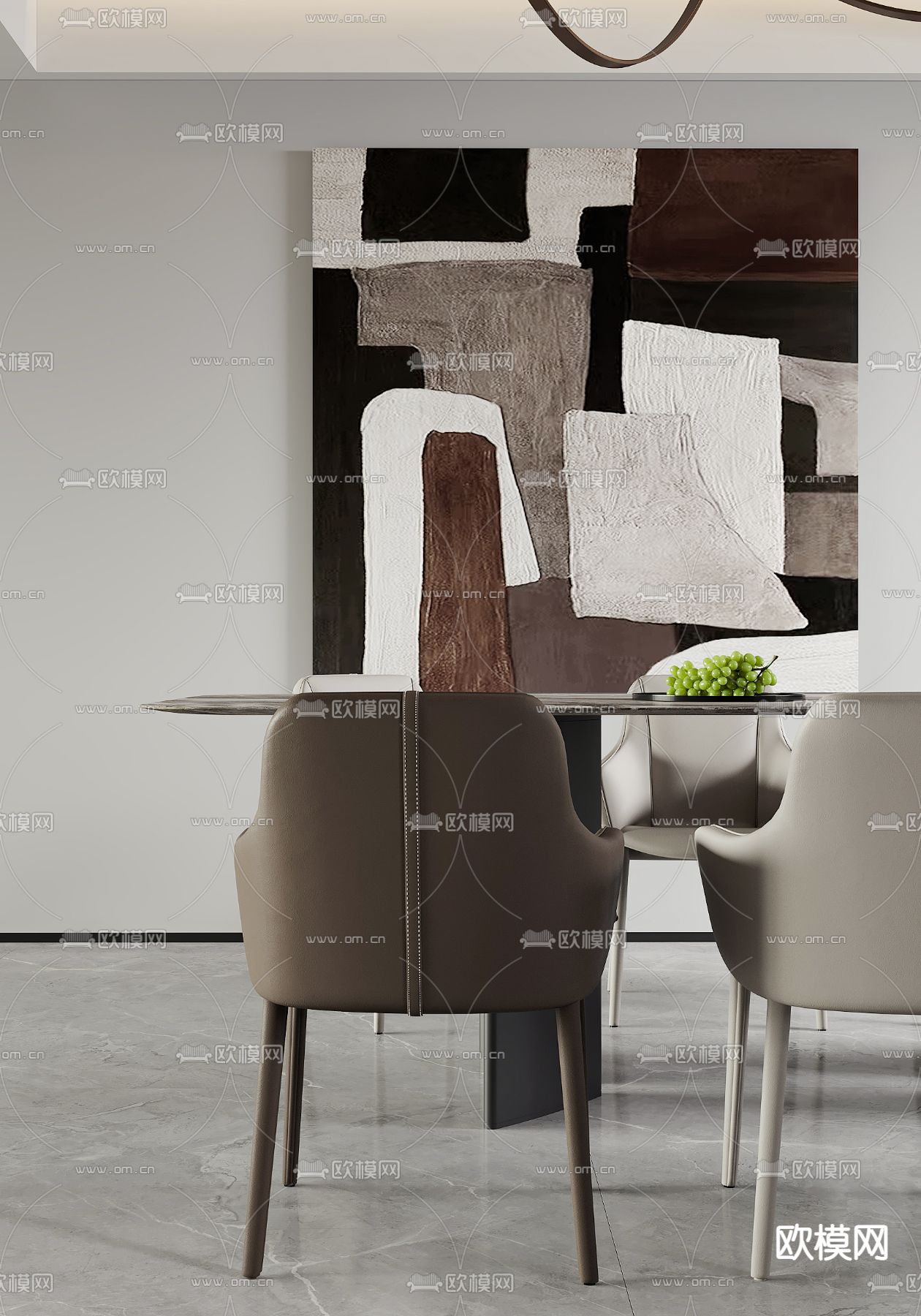 现代客厅餐厅3d模型下载（渲染图6）